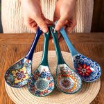 Bohemian Ceramic Spoon Set Home Large Size Kitchen Spoon for Soup, Large Ladle for Serving Soup, Noodle Soup Spoon, Ceramic Spoon, Miso Soup Spoon Dumpling, Microwave And Oven Safe
