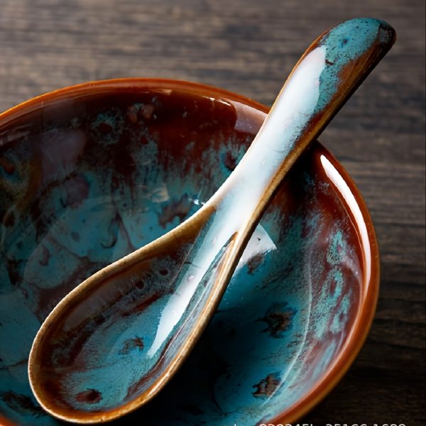 Japanese Hand-Painted Ceramic Spoons, Perfect for Stirring Coffee, Sipping Soup, Or Seasoning; Practical Kitchen Items That Are Both Useful And Aesthetically Pleasing