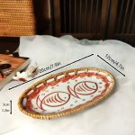1 X 7.8-Inch Ceramic Woven Patchwork Desktop Storage Tray, Home Porcelain Tea Tray, Snack Plate, and Decorative Dish, Suitable for Hotel and Home Use