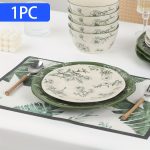 1pc (8-Inch Ceramic Shallow Plate) Artistic Plant Line Drawing Off-White Ceramic Dinner Plate, with a Size of 8.07inch Suitable for Home-Cooked Dishes, Salads, Pasta, Pizza, Steak, Chicken, Desserts