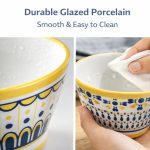 5 Inch Ceramic Bowls Set Of 6, Mixed Pattern Dessert Ice Cream Soup Cereal Snack Rice Chili Salsa Bowls, Microwave & Dishwasher Safe, Lead-Free Tableware