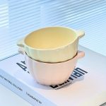 A Ceramic Double-Handled Bowl Shaped Like a Pumpkin, Suitable for Salads, Fruits, Soups, Cereals, Snacks, And Pasta. It'S a Novelty Ceramic Tableware Perfect for Halloween And Christmas, Safe for Ovens, Microwaves, And Dishwashers