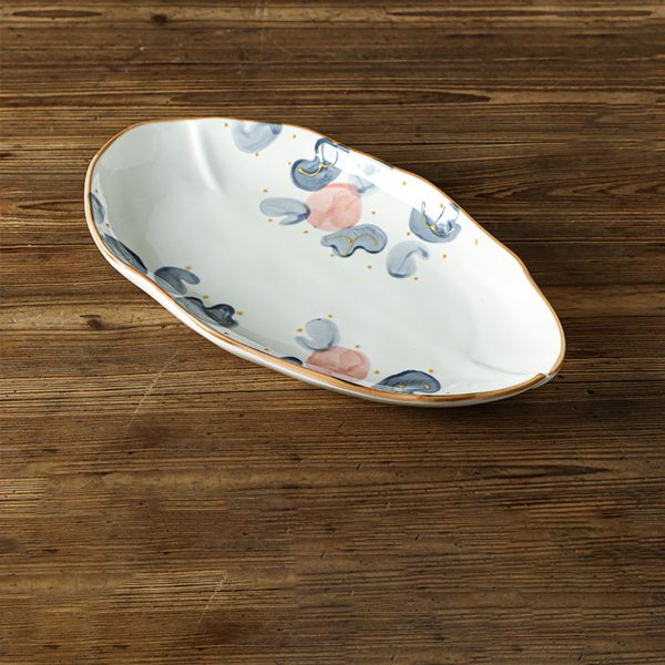 Ceramic Serving Platter Shaped Like a Fish, Measuring 12 Inches, Featuring Floral Designs. It'S a Large, Shallow Dish Suitable for Appetizers, Salads, Desserts, And Snacks, Crafted by Hand And Perfect As a Gift for Tableware Enthusiasts