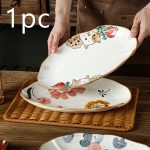 Ceramic Serving Platter Shaped Like a Fish, Measuring 12 Inches, Featuring Floral Designs. It'S a Large, Shallow Dish Suitable for Appetizers, Salads, Desserts, And Snacks, Crafted by Hand And Perfect As a Gift for Tableware Enthusiasts