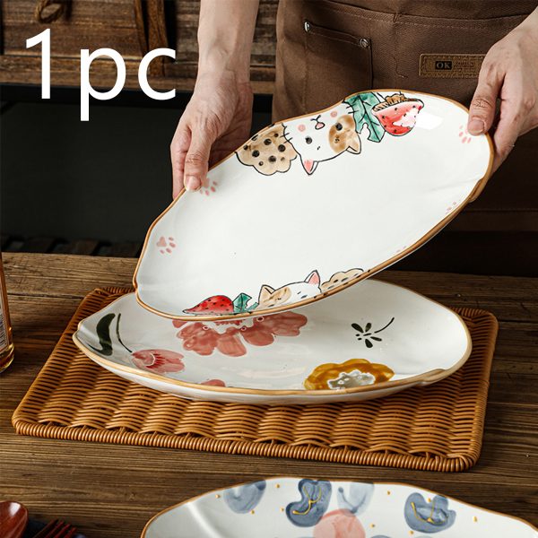 Ceramic Serving Platter Shaped Like a Fish, Measuring 12 Inches, Featuring Floral Designs. It'S a Large, Shallow Dish Suitable for Appetizers, Salads, Desserts, And Snacks, Crafted by Hand And Perfect As a Gift for Tableware Enthusiasts