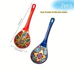 2pcs Bohemian Ceramic Spoon Set, Large Home-Size Soup Spoon, Ramen Spoon, Miso Spoon, Dumpling Spoon, Microwave Safe, Oven Safe, Ceramic Spoon, Ceramic Spoon Set, Soup Spoon, Soup Spoon Set