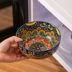 Cereal Bowls Set Of 6, Bohemian Soup Bowls, Colorful Ceramic Serving Bowls for Kitchen, Breakfast, Boho Decorative Bowls, Microwave Oven Safe Bowls for Salad, Pasta, Oatmeal, Kitchen Gadgets