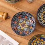 Cereal Bowls Set Of 6, Bohemian Soup Bowls, Colorful Ceramic Serving Bowls for Kitchen, Breakfast, Boho Decorative Bowls, Microwave Oven Safe Bowls for Salad, Pasta, Oatmeal, Kitchen Gadgets