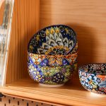 Cereal Bowls Set Of 6, Bohemian Soup Bowls, Colorful Ceramic Serving Bowls for Kitchen, Breakfast, Boho Decorative Bowls, Microwave Oven Safe Bowls for Salad, Pasta, Oatmeal, Kitchen Gadgets