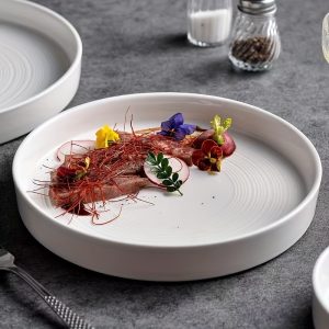 Elegant Japanese-Inspired Ceramic Dinner Plate - Oval, Nordic Luxury White Serving Tray for Steak & Western Cuisine