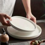 Elegant Japanese-Inspired Ceramic Dinner Plate - Oval, Nordic Luxury White Serving Tray for Steak & Western Cuisine