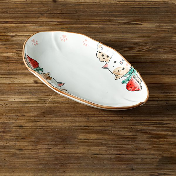 Ceramic Serving Platter Shaped Like a Fish, Measuring 12 Inches, Featuring Floral Designs. It'S a Large, Shallow Dish Suitable for Appetizers, Salads, Desserts, And Snacks, Crafted by Hand And Perfect As a Gift for Tableware Enthusiasts
