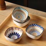 6pcs Bohemian Ceramic Bowl Set - Hand-painted Retro Underglaze Craft, Dishwasher and Microwave Safe - Suitable for Home Kitchen and Restaurant Use and