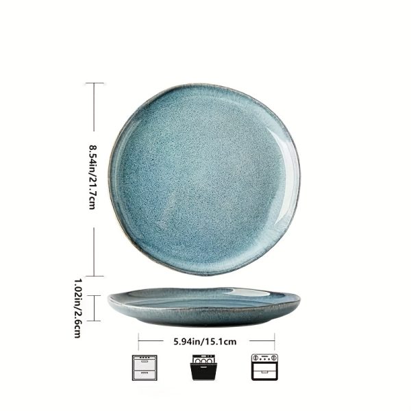 Ceramic plates with gradually changing glaze and tableware, irregular ceramic plates, European and American retro ceramic plates, main course plates, Western cuisine, steak, pasta plates
