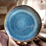 Ceramic plates with gradually changing glaze and tableware, irregular ceramic plates, European and American retro ceramic plates, main course plates, Western cuisine, steak, pasta plates