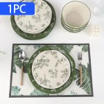 1pc (8-Inch Ceramic Shallow Plate) Artistic Plant Line Drawing Off-White Ceramic Dinner Plate, with a Size of 8.07inch Suitable for Home-Cooked Dishes, Salads, Pasta, Pizza, Steak, Chicken, Desserts