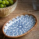 1 X 7.8-Inch Ceramic Woven Patchwork Desktop Storage Tray, Home Porcelain Tea Tray, Snack Plate, and Decorative Dish, Suitable for Hotel and Home Use