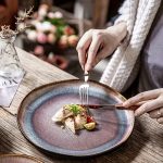 Ceramic plates with gradually changing glaze and tableware, irregular ceramic plates, European and American retro ceramic plates, main course plates, Western cuisine, steak, pasta plates