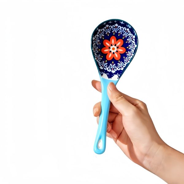 Bohemian Ceramic Spoon Set Home Large Size Kitchen Spoon for Soup, Large Ladle for Serving Soup, Noodle Soup Spoon, Ceramic Spoon, Miso Soup Spoon Dumpling, Microwave And Oven Safe
