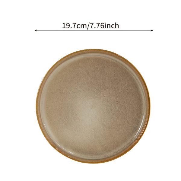 1pc of an 8u002F10 Inch Flat-Bottom Ceramic Plate, Fired in a Kiln And Colored Yellow, Ideal for Serving Dishes Like Desserts, Pasta, Steamed Fish, And Steaks. This Is a High-Quality, Long-Lasting Tableware Suitable for Restaurants