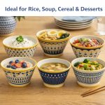 5 Inch Ceramic Bowls Set Of 6, Mixed Pattern Dessert Ice Cream Soup Cereal Snack Rice Chili Salsa Bowls, Microwave & Dishwasher Safe, Lead-Free Tableware