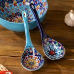 Bohemian Ceramic Spoon Set Home Large Size Kitchen Spoon for Soup, Large Ladle for Serving Soup, Noodle Soup Spoon, Ceramic Spoon, Miso Soup Spoon Dumpling, Microwave And Oven Safe