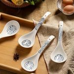 2pcs Ceramic Long-Handled Soup Spoons - Large Capacity, 9-Inch Japanese Blue and White Ceramic Soup Spoons, Suitable for Kitchen and Dining, Durable and Easy-to-Clean Tableware, Dishwasher Safe