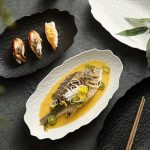 Rock-Shaped Fish Plate - Creative Irregular Edges, Frosted Finish, Elegant Serving Dish for High-End Restaurants & Family Dinners, Durable Plate for Sushi, Seafood & Gourmet Presentation, Sushi Servingware, Natureinspired Design, Quality Tableware, Premium Craftsmanship, Home Chefs