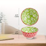 6pcs Colorful Kitchen Ceramic Serving Bowls - Cute Deep Bowl Set for Snacks, Desserts, Rice, Soup, Cereal, Ramen - Microwave and Dishwasher Safe - Ideal for Housewarming and Parties Gift -Christmas Halloween