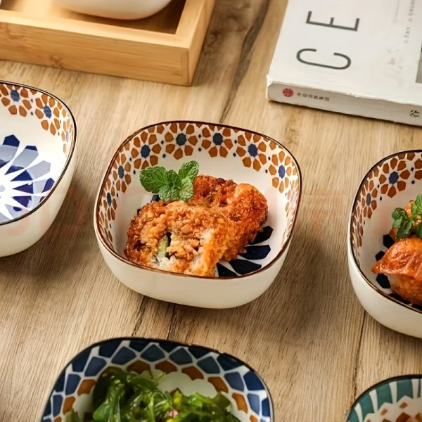 6pcs Bohemian Ceramic Bowl Set - Hand-painted Retro Underglaze Craft, Dishwasher and Microwave Safe - Suitable for Home Kitchen and Restaurant Use and