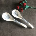 2pcs Ceramic Long-Handled Soup Spoons - Large Capacity, 9-Inch Japanese Blue and White Ceramic Soup Spoons, Suitable for Kitchen and Dining, Durable and Easy-to-Clean Tableware, Dishwasher Safe