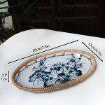 1 X 7.8-Inch Ceramic Woven Patchwork Desktop Storage Tray, Home Porcelain Tea Tray, Snack Plate, and Decorative Dish, Suitable for Hotel and Home Use