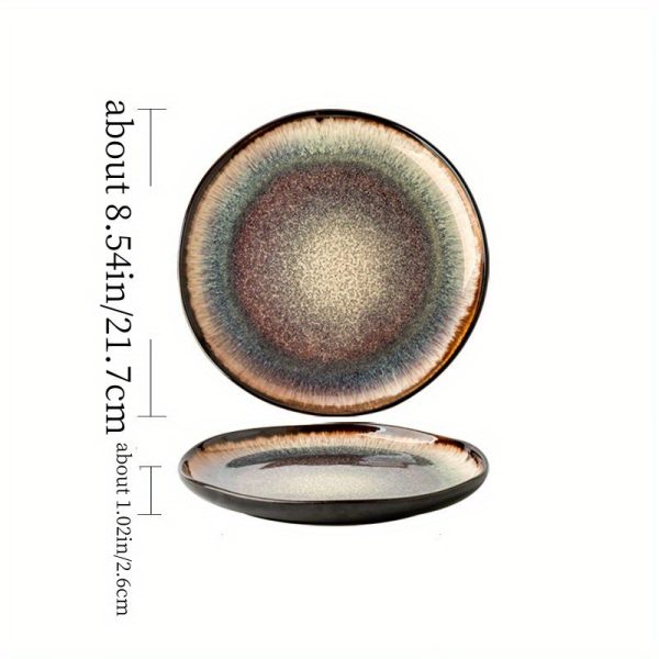 Ceramic plates with gradually changing glaze and tableware, irregular ceramic plates, European and American retro ceramic plates, main course plates, Western cuisine, steak, pasta plates