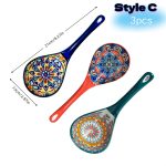 Bohemian Ceramic Spoon Set Home Large Size Kitchen Spoon for Soup, Large Ladle for Serving Soup, Noodle Soup Spoon, Ceramic Spoon, Miso Soup Spoon Dumpling, Microwave And Oven Safe