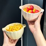 A Ceramic Double-Handled Bowl Shaped Like a Pumpkin, Suitable for Salads, Fruits, Soups, Cereals, Snacks, And Pasta. It'S a Novelty Ceramic Tableware Perfect for Halloween And Christmas, Safe for Ovens, Microwaves, And Dishwashers