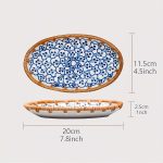 1 X 7.8-Inch Ceramic Woven Patchwork Desktop Storage Tray, Home Porcelain Tea Tray, Snack Plate, and Decorative Dish, Suitable for Hotel and Home Use