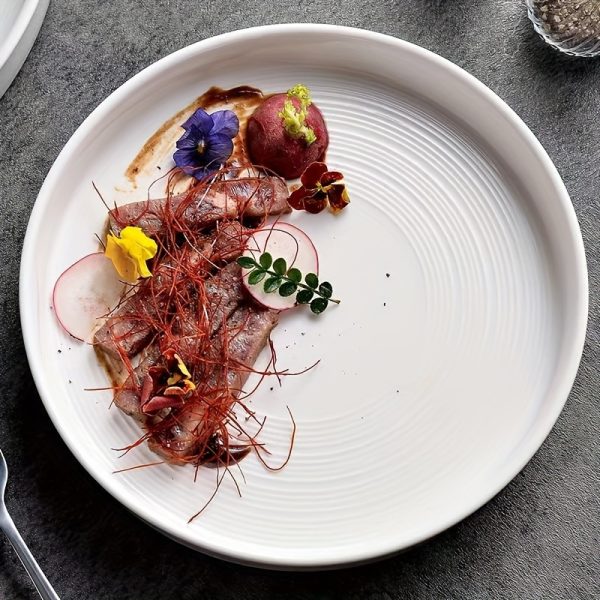 Elegant Japanese-Inspired Ceramic Dinner Plate - Oval, Nordic Luxury White Serving Tray for Steak & Western Cuisine