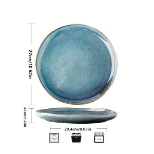 Ceramic plates with gradually changing glaze and tableware, irregular ceramic plates, European and American retro ceramic plates, main course plates, Western cuisine, steak, pasta plates