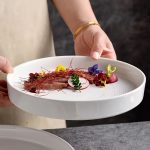 Elegant Japanese-Inspired Ceramic Dinner Plate - Oval, Nordic Luxury White Serving Tray for Steak & Western Cuisine