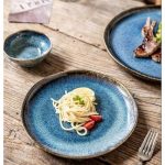 Ceramic plates with gradually changing glaze and tableware, irregular ceramic plates, European and American retro ceramic plates, main course plates, Western cuisine, steak, pasta plates