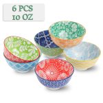 6pcs Colorful Kitchen Ceramic Serving Bowls - Cute Deep Bowl Set for Snacks, Desserts, Rice, Soup, Cereal, Ramen - Microwave and Dishwasher Safe - Ideal for Housewarming and Parties Gift -Christmas Halloween