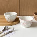 1pc Bow Ceramic Rice Bowl, Creative Design with Embossed Bow Ceramic Bowl, Light Meal Salad Bowl, Suitable for Daily Home Use, Restaurant Service Tableware, Living Room Fruit Bowl, Afternoon Tea Dessert Bowl, Gift for Present