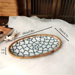 1 X 7.8-Inch Ceramic Woven Patchwork Desktop Storage Tray, Home Porcelain Tea Tray, Snack Plate, and Decorative Dish, Suitable for Hotel and Home Use