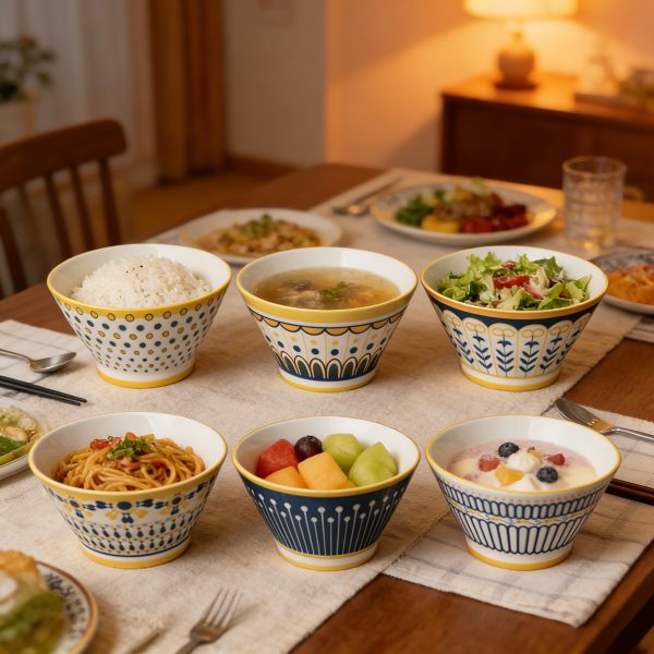 5 Inch Ceramic Bowls Set Of 6, Mixed Pattern Dessert Ice Cream Soup Cereal Snack Rice Chili Salsa Bowls, Microwave & Dishwasher Safe, Lead-Free Tableware