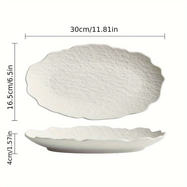 Rock-Shaped Fish Plate - Creative Irregular Edges, Frosted Finish, Elegant Serving Dish for High-End Restaurants & Family Dinners, Durable Plate for Sushi, Seafood & Gourmet Presentation, Sushi Servingware, Natureinspired Design, Quality Tableware, Premium Craftsmanship, Home Chefs