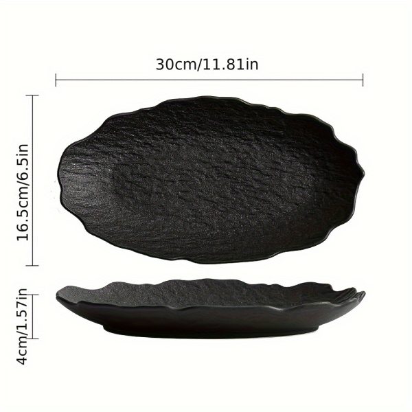 Rock-Shaped Fish Plate - Creative Irregular Edges, Frosted Finish, Elegant Serving Dish for High-End Restaurants & Family Dinners, Durable Plate for Sushi, Seafood & Gourmet Presentation, Sushi Servingware, Natureinspired Design, Quality Tableware, Premium Craftsmanship, Home Chefs