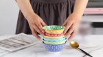 6pcs Colorful Kitchen Ceramic Serving Bowls - Cute Deep Bowl Set for Snacks, Desserts, Rice, Soup, Cereal, Ramen - Microwave and Dishwasher Safe - Ideal for Housewarming and Parties Gift -Christmas Halloween