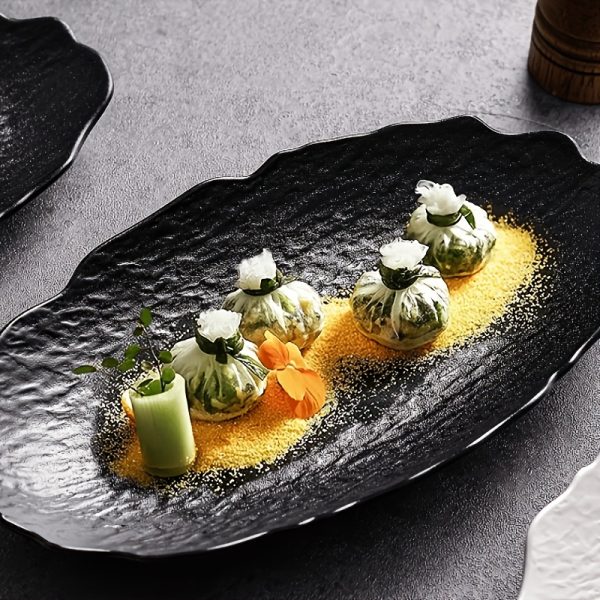 Rock-Shaped Fish Plate - Creative Irregular Edges, Frosted Finish, Elegant Serving Dish for High-End Restaurants & Family Dinners, Durable Plate for Sushi, Seafood & Gourmet Presentation, Sushi Servingware, Natureinspired Design, Quality Tableware, Premium Craftsmanship, Home Chefs