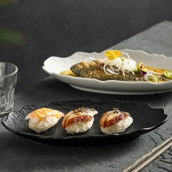 Rock-Shaped Fish Plate - Creative Irregular Edges, Frosted Finish, Elegant Serving Dish for High-End Restaurants & Family Dinners, Durable Plate for Sushi, Seafood & Gourmet Presentation, Sushi Servingware, Natureinspired Design, Quality Tableware, Premium Craftsmanship, Home Chefs