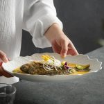 Rock-Shaped Fish Plate - Creative Irregular Edges, Frosted Finish, Elegant Serving Dish for High-End Restaurants & Family Dinners, Durable Plate for Sushi, Seafood & Gourmet Presentation, Sushi Servingware, Natureinspired Design, Quality Tableware, Premium Craftsmanship, Home Chefs